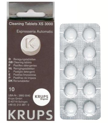 Zdjęcie tabletek i pudełka Krups XS 3000